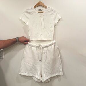 Elwood White Shorts Babydoll Top Matching Lounge Set